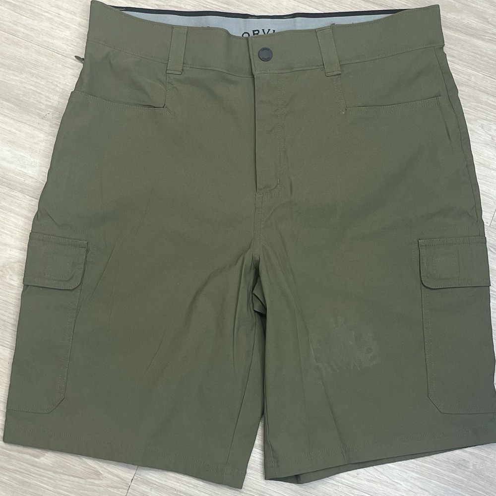 Orvis Nylon Shorts Mens 34 Military Green 10" Stretch Performance Cargo Hiking